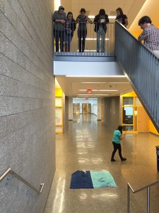 Students testing their egg catcher. 