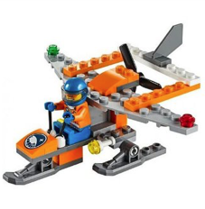 A picture of a Lego airplane. 