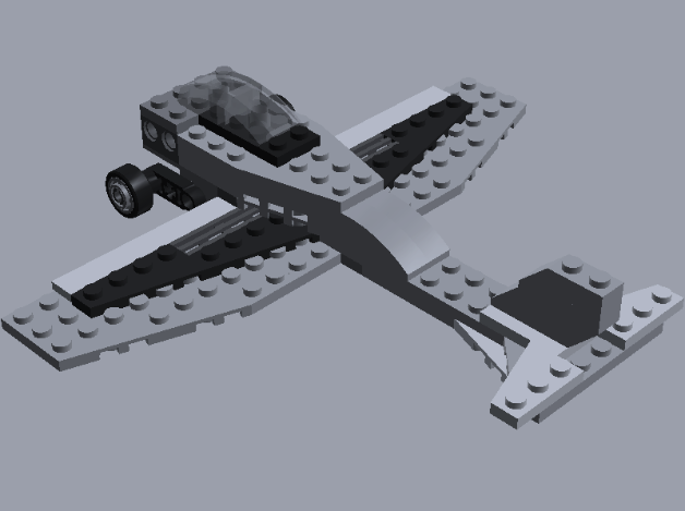 A finished Lego plane from standardized work. 