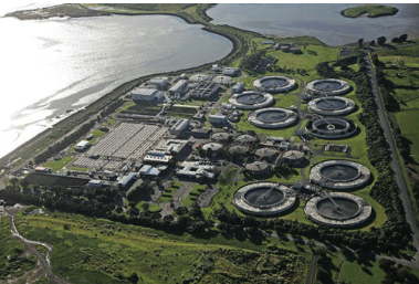 A waste water treatment plant. 