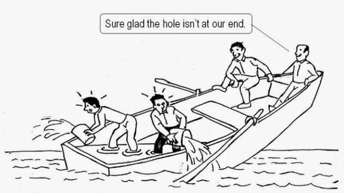 An comic strip showing system thinking. 